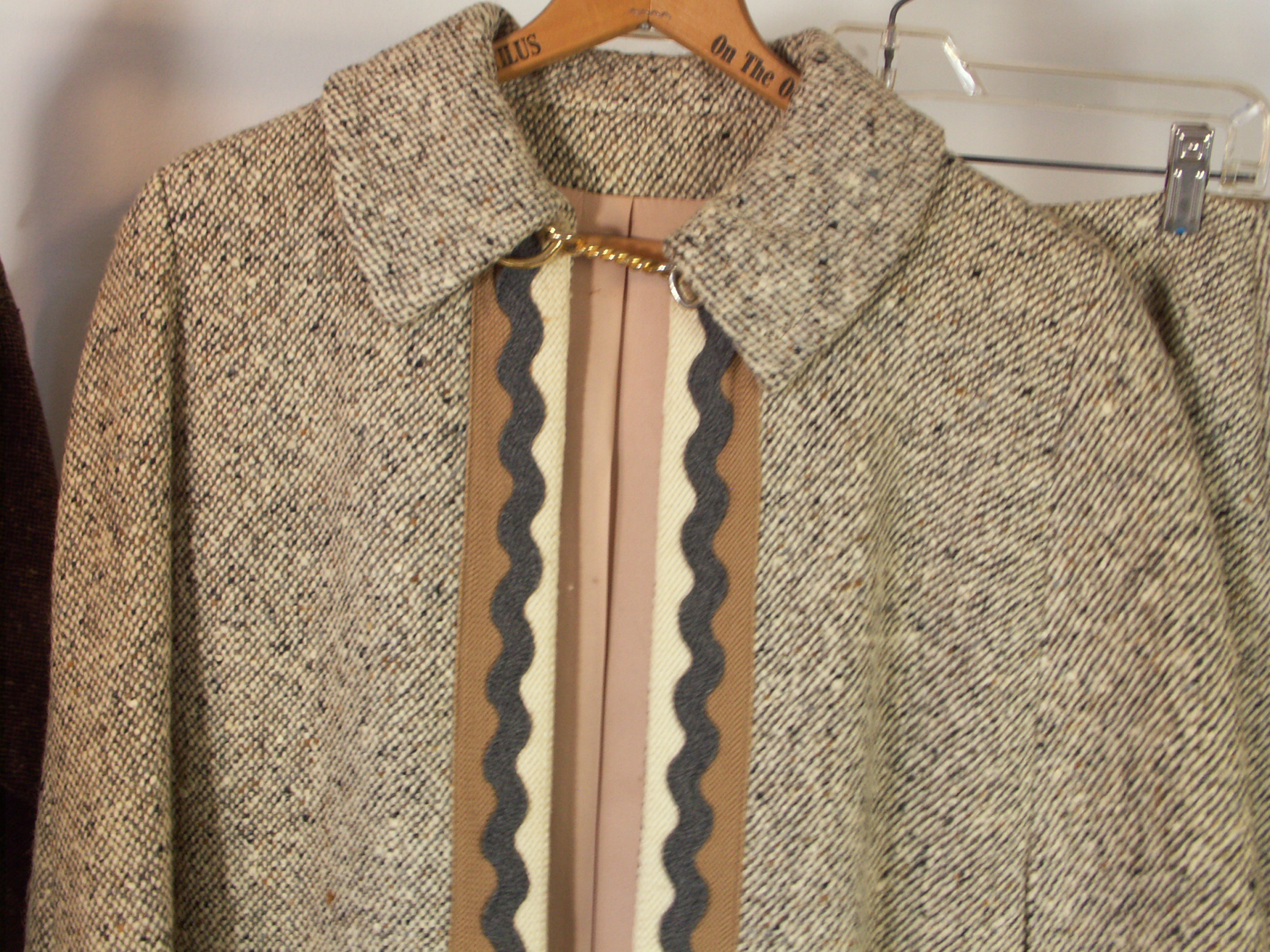 Vintage Vera Maxwell Wood Tweed Cloak and Skirt & Leather Outfit