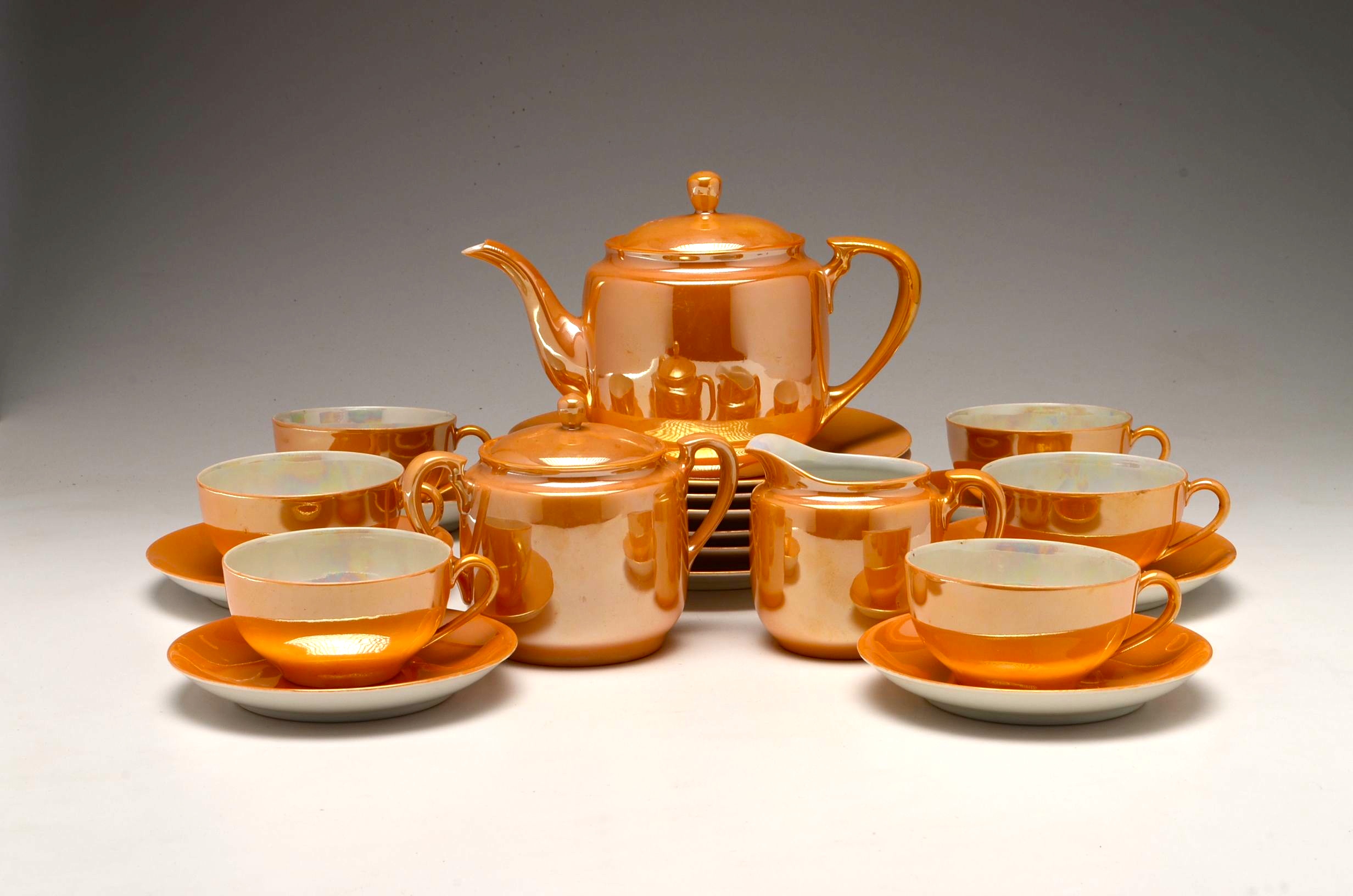 Vintage Noritake Peach Lusterware Tea Set 