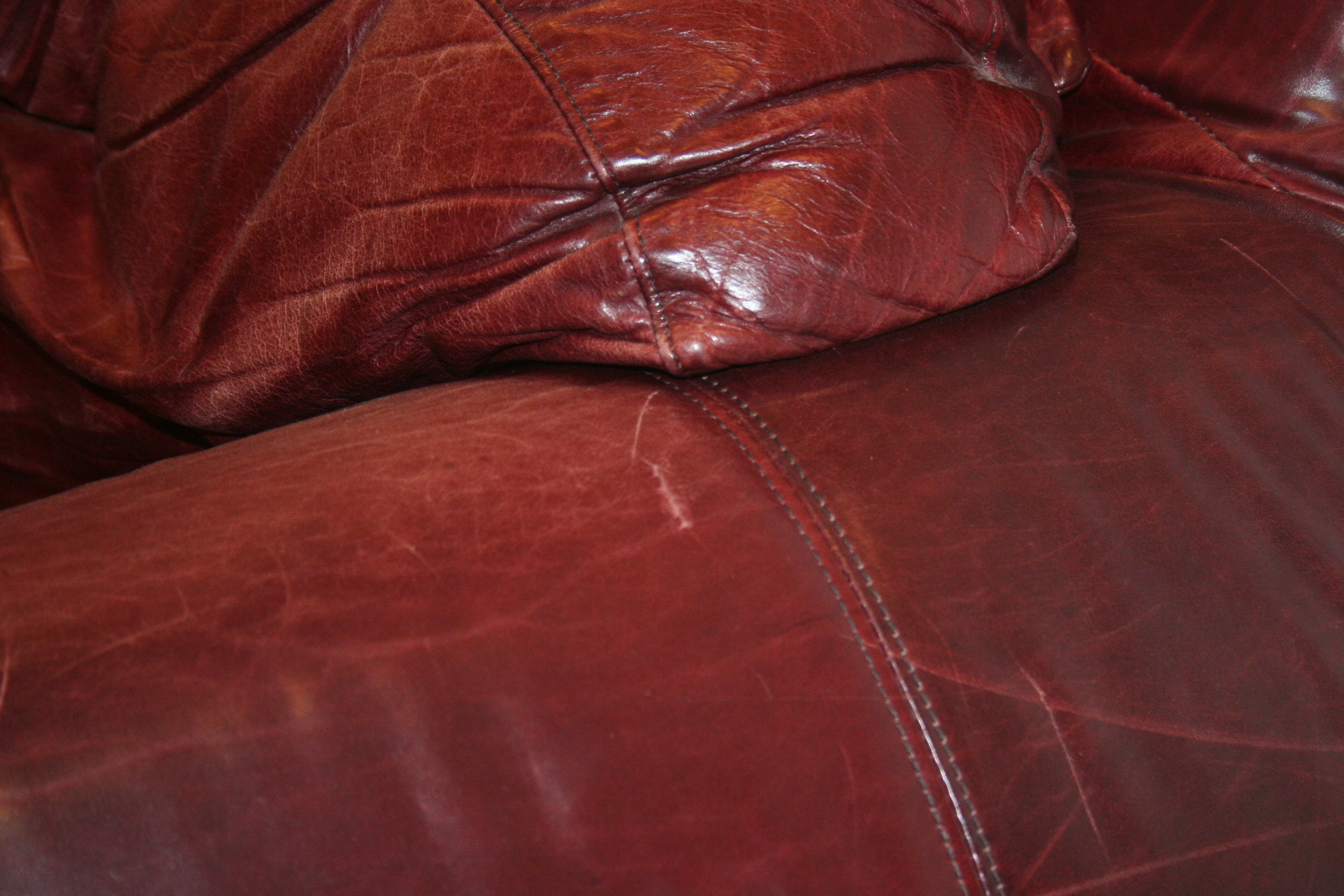 Leather Overstuffed Chair and Ottoman