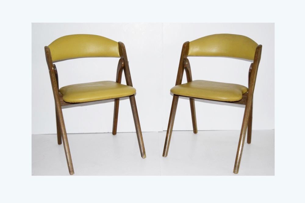 Four Mid-Century Modern Coronet "Wonderfold" Folding Chairs