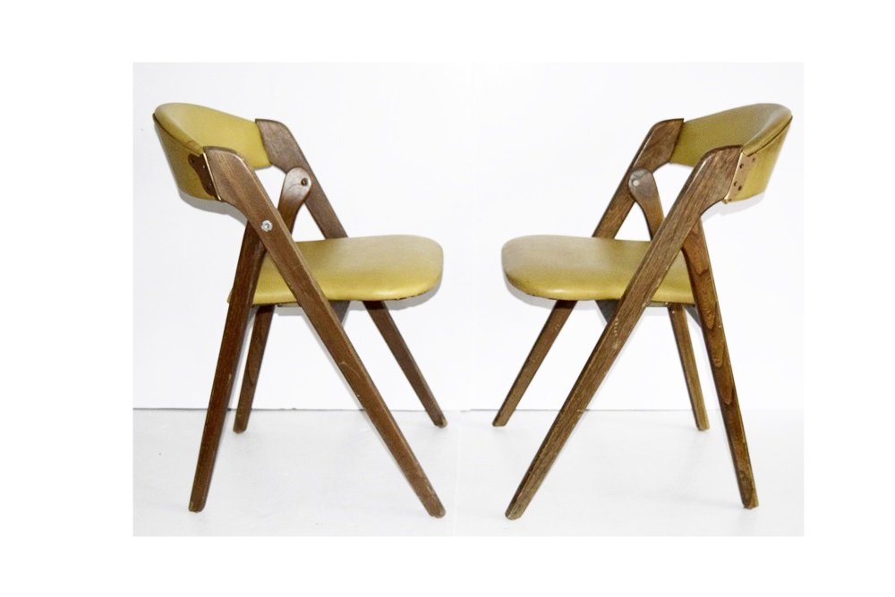 Four Mid-Century Modern Coronet "Wonderfold" Folding Chairs