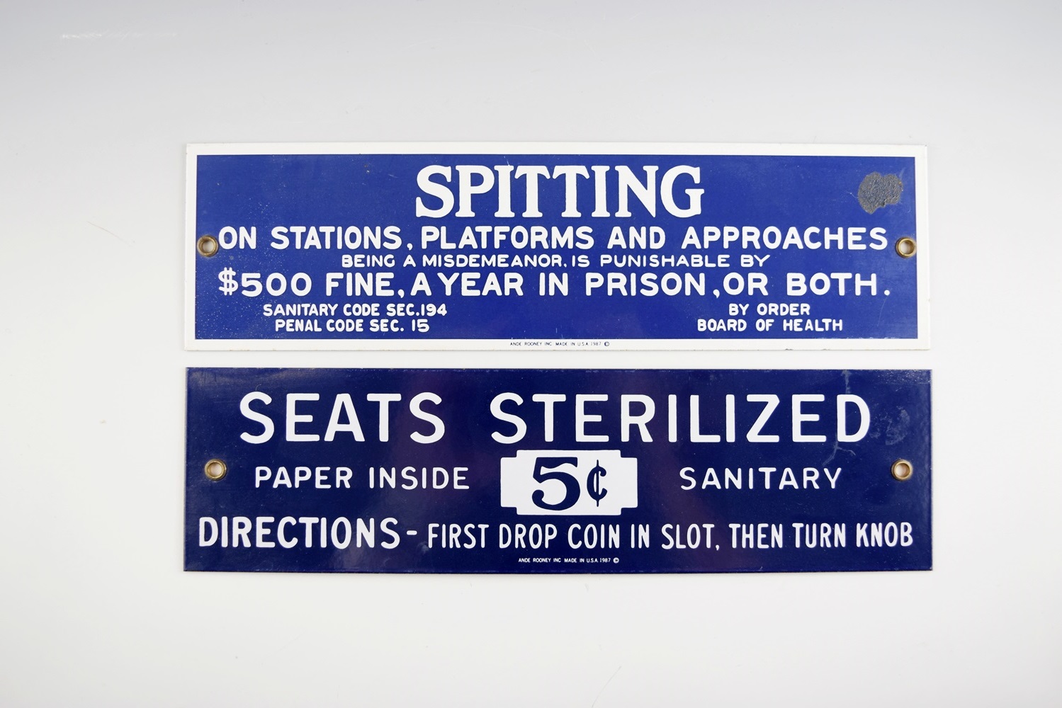 A Vintage German Train Station Sign Plus Two Novelty Signs