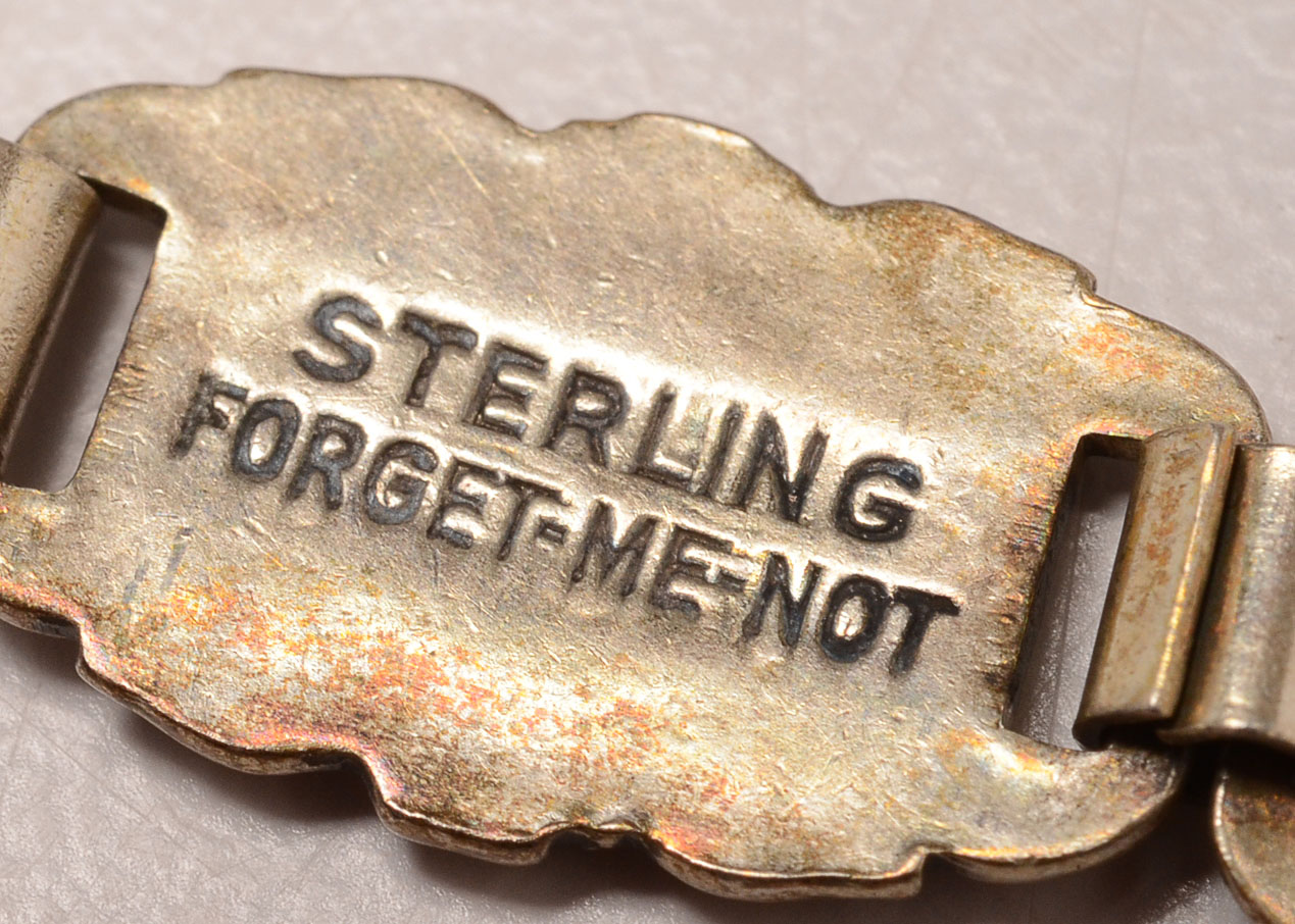 Vintage Sterling Silver "Forget Me Not" Link Bracelet 