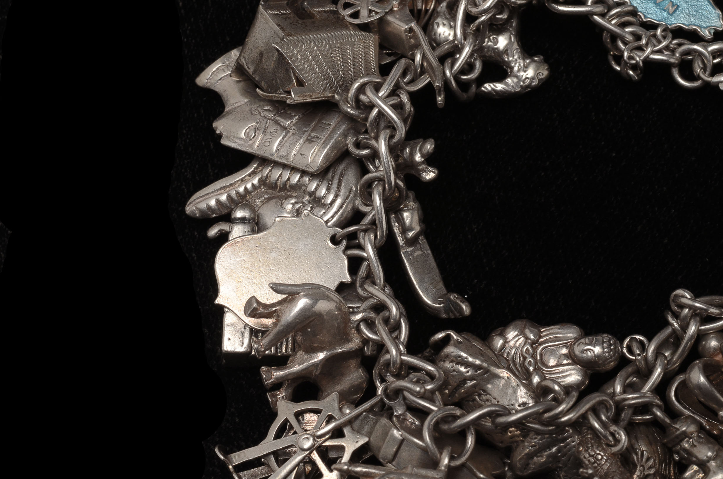 Vintage Sterling Silver Charm Bracelet with Thirty Three Charms