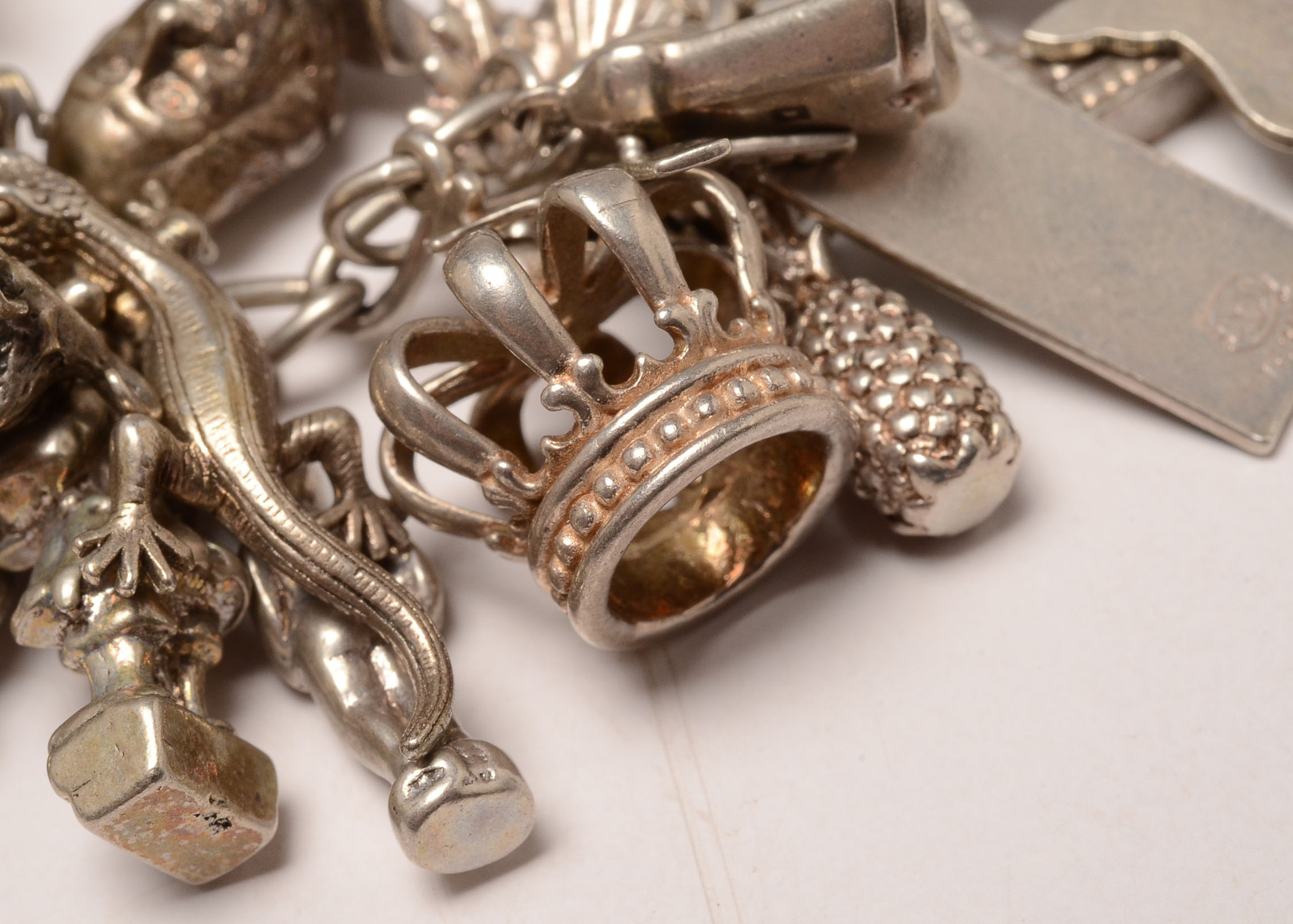 Vintage Sterling Silver Charm Bracelet with Thirty Three Charms