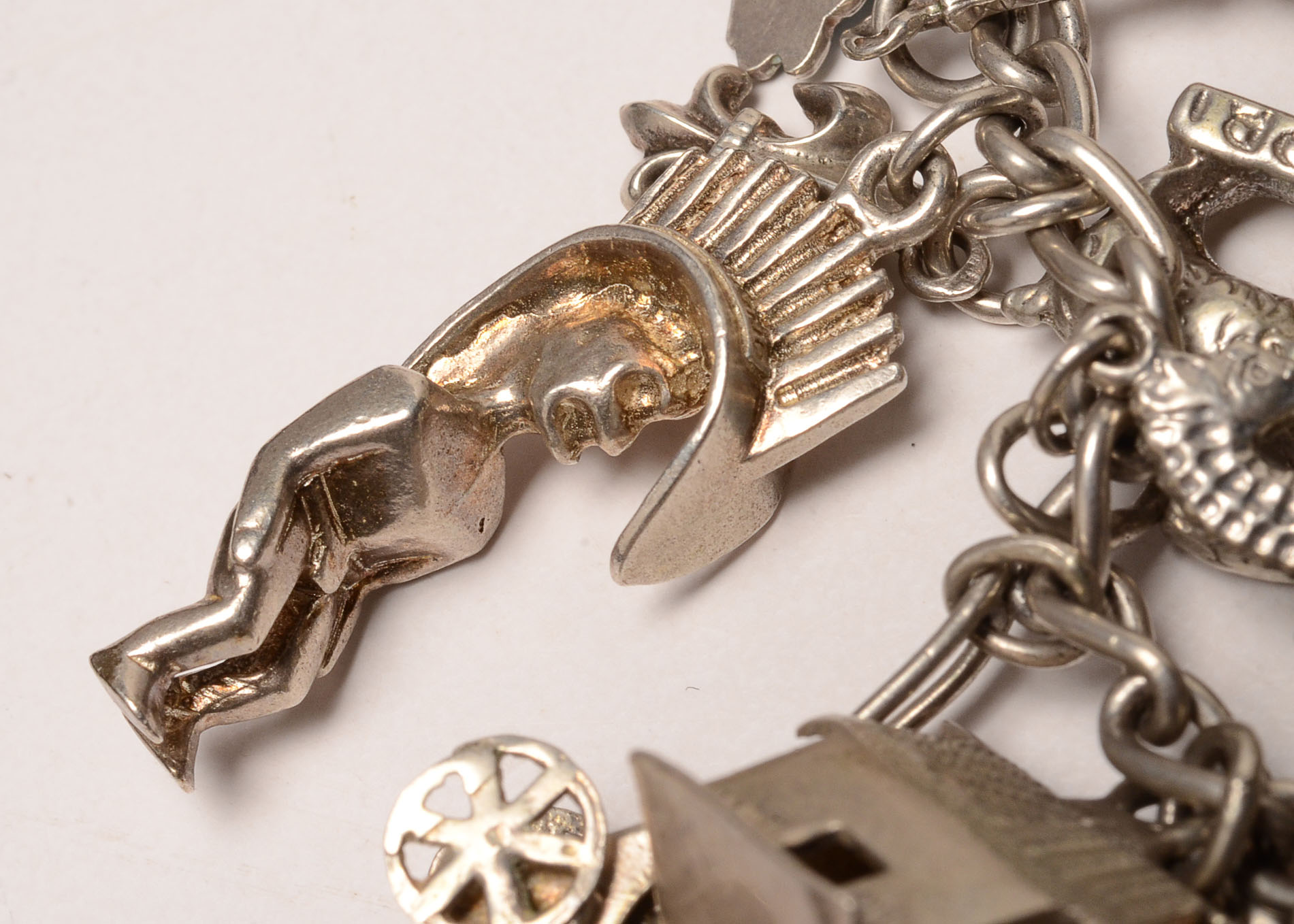 Vintage Sterling Silver Charm Bracelet with Thirty Three Charms