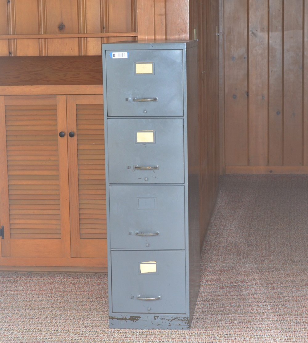 Vintage Metal four Drawer Filing Cabinet