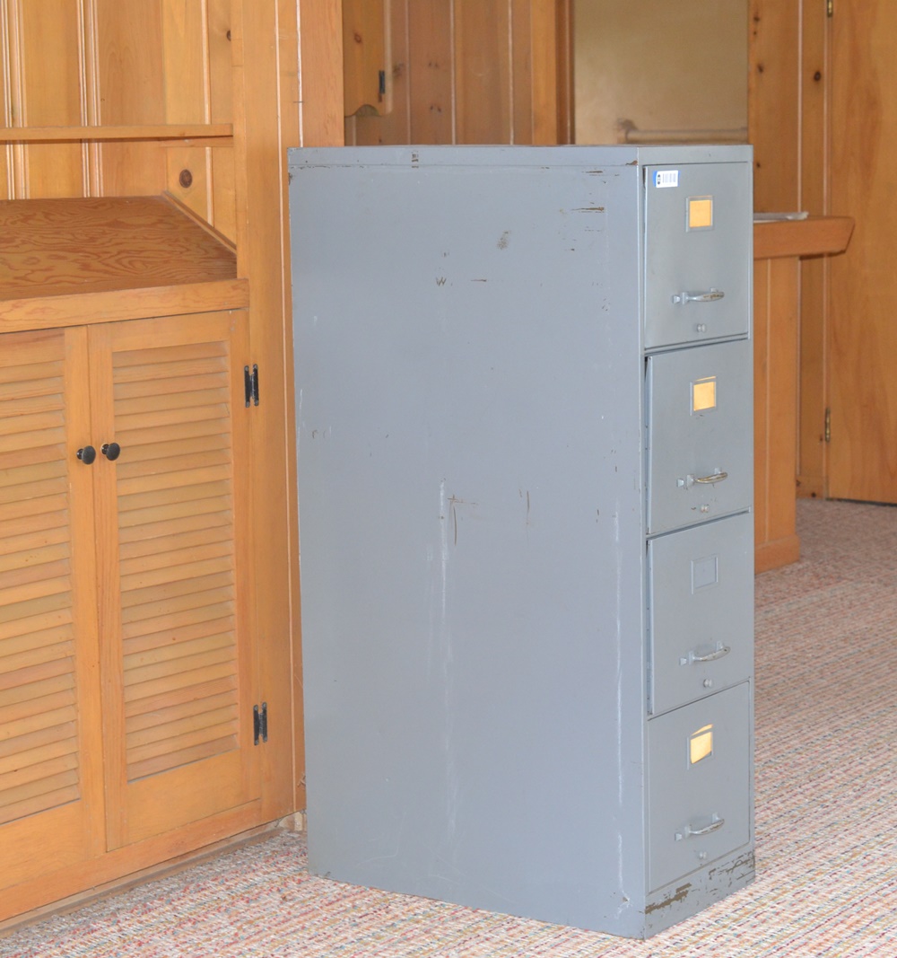 Vintage Metal four Drawer Filing Cabinet