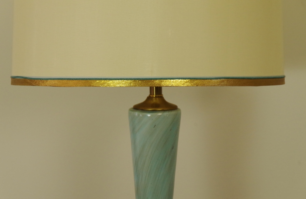 Vintage Murano Art Glass Lamps with Floral Applique