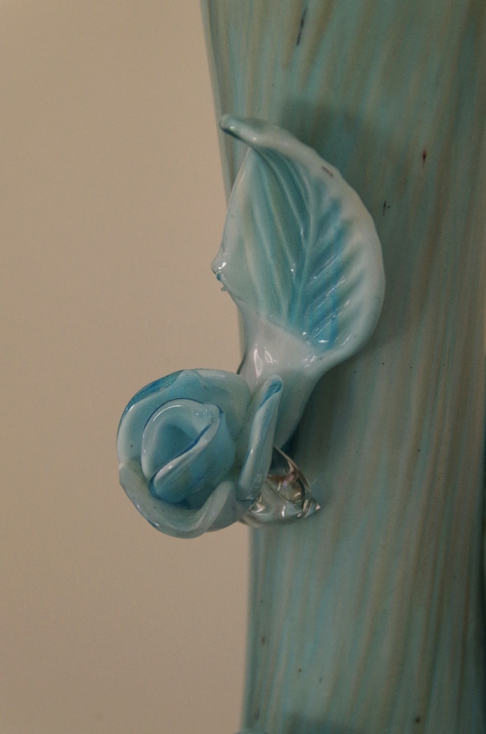 Vintage Murano Art Glass Lamps with Floral Applique