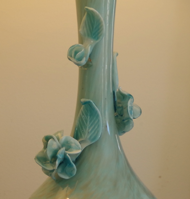 Vintage Murano Art Glass Lamps with Floral Applique