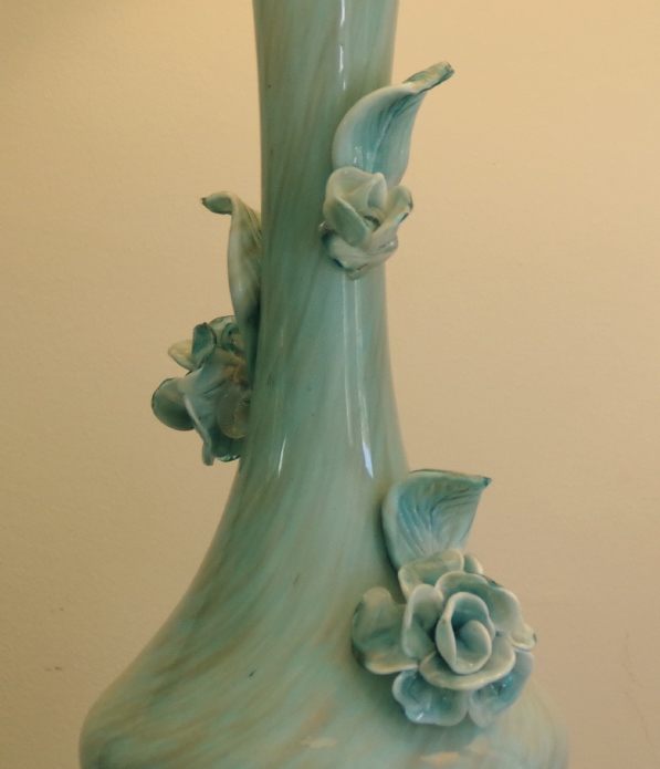 Vintage Murano Art Glass Lamps with Floral Applique