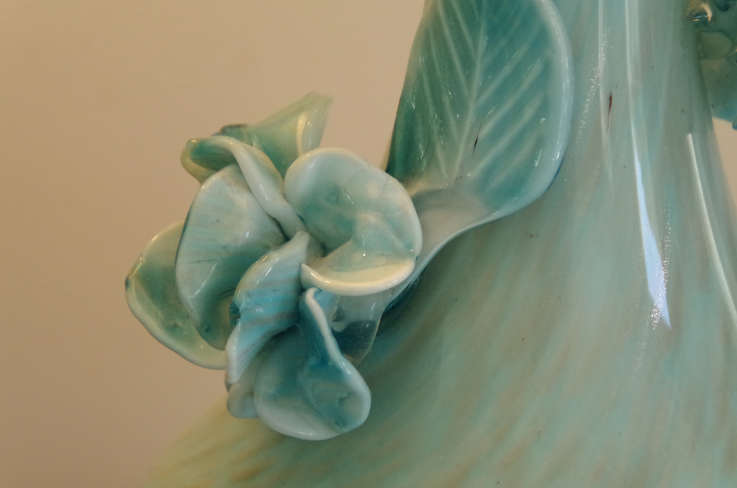 Vintage Murano Art Glass Lamps with Floral Applique