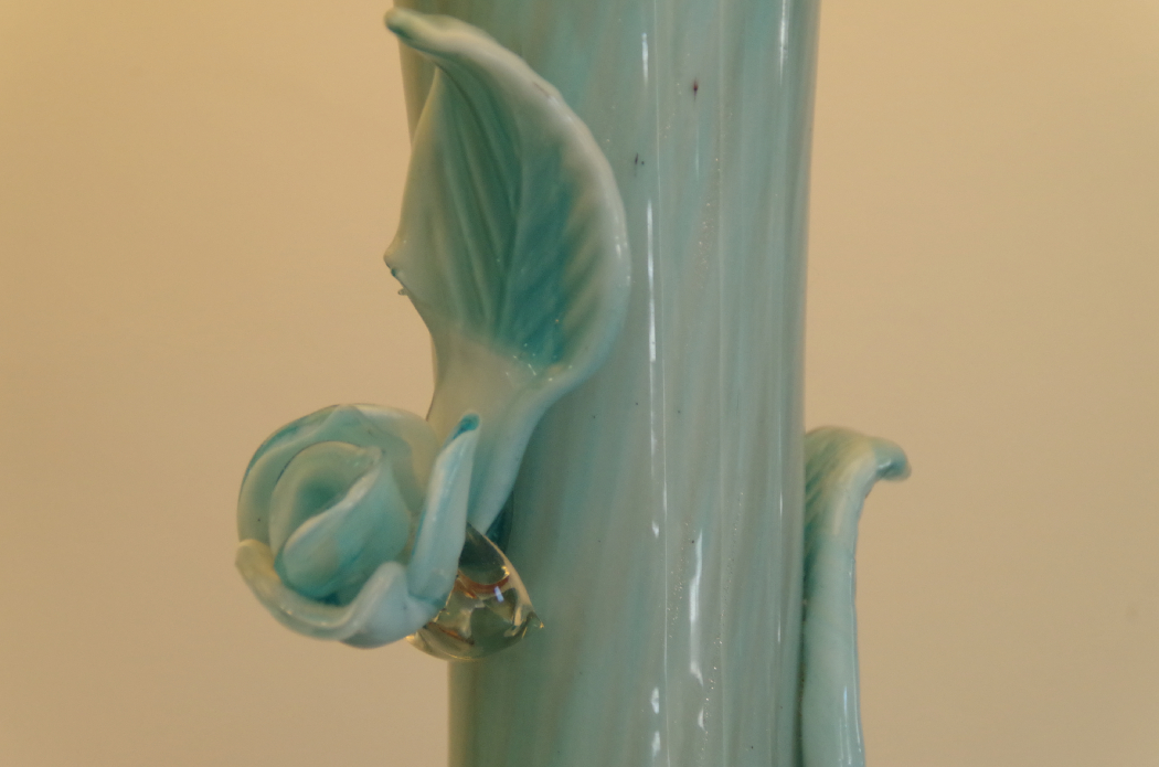 Vintage Murano Art Glass Lamps with Floral Applique