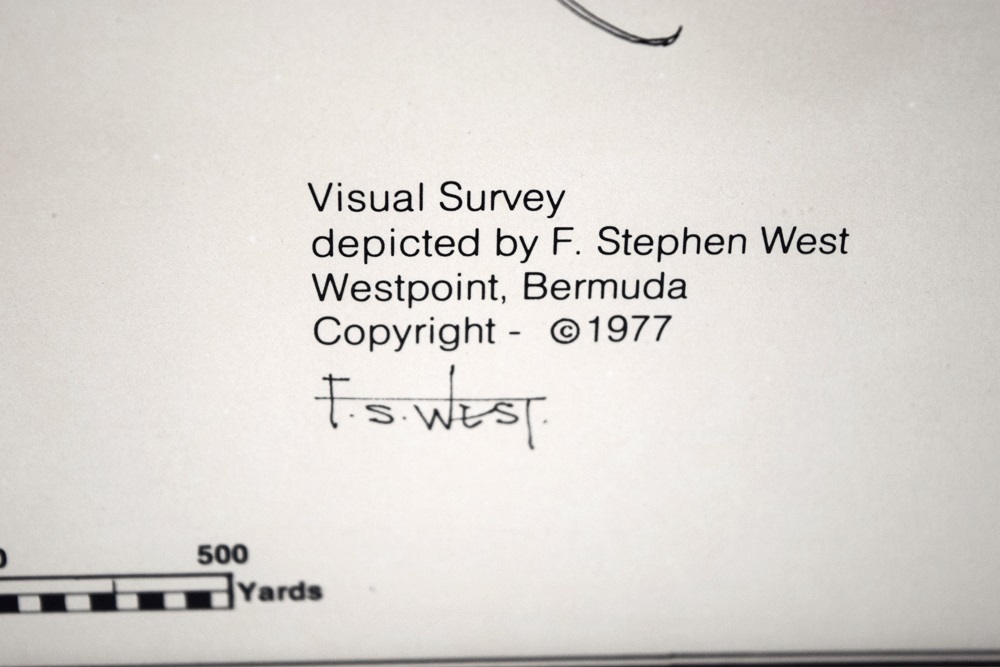 A Vintage Framed Map of the Mid Ocean Club Tucker's Town, Bermuda