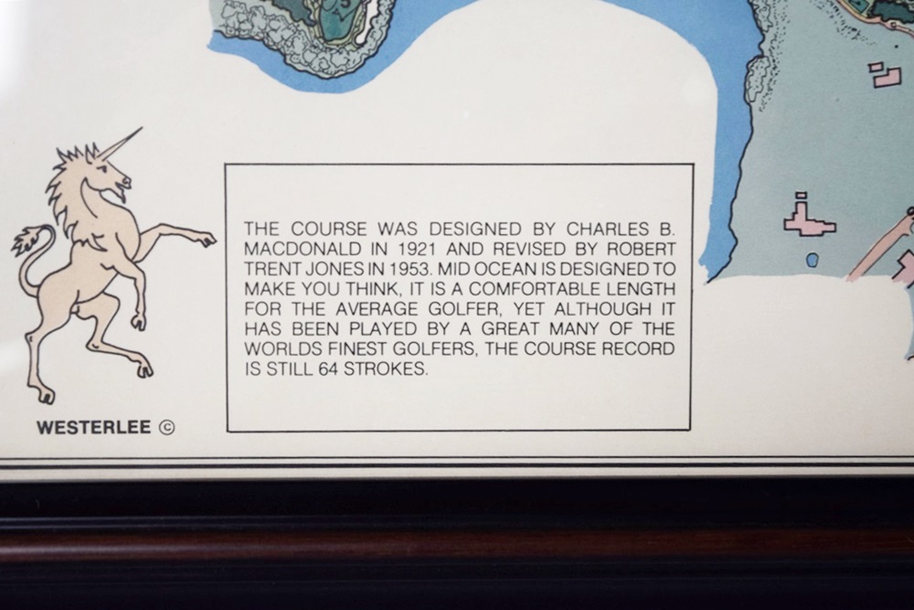 A Vintage Framed Map of the Mid Ocean Club Tucker's Town, Bermuda