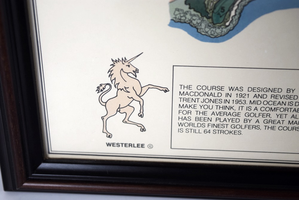 A Vintage Framed Map of the Mid Ocean Club Tucker's Town, Bermuda