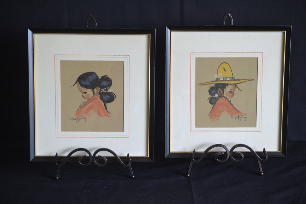  Native American Boy & Girl Pastel On Paper By Chris Jeffersen