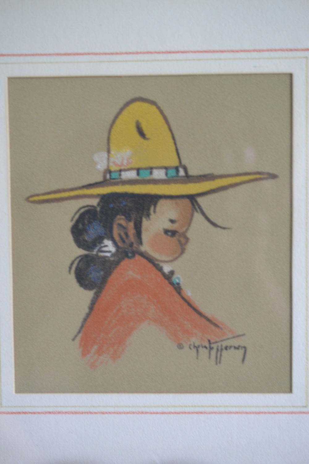  Native American Boy & Girl Pastel On Paper By Chris Jeffersen