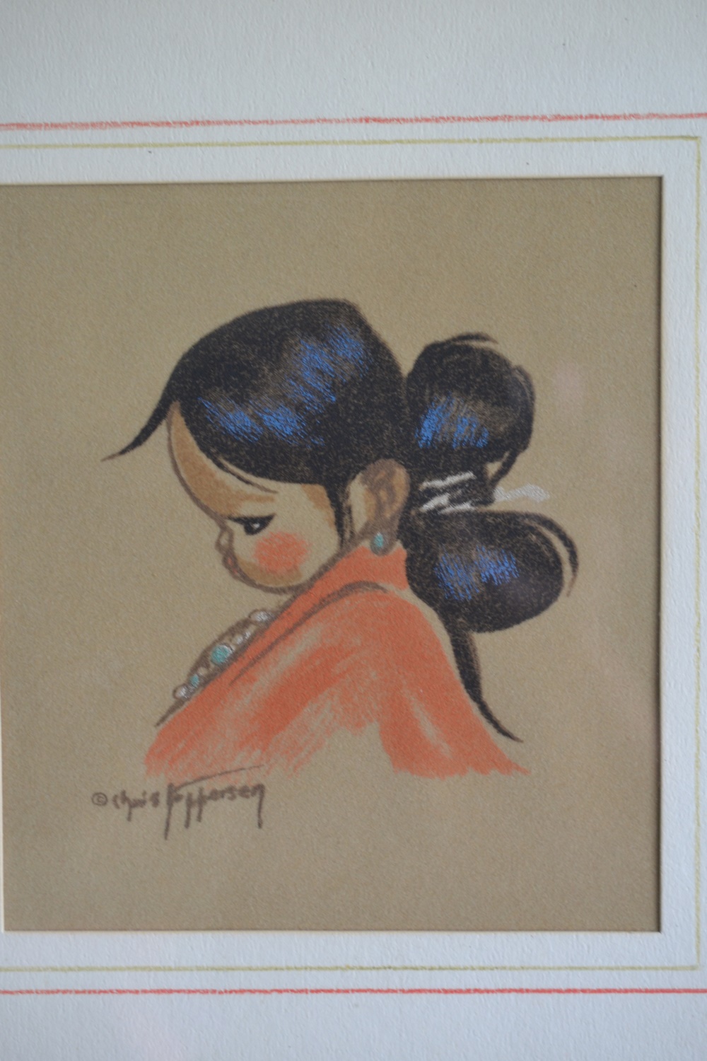  Native American Boy & Girl Pastel On Paper By Chris Jeffersen