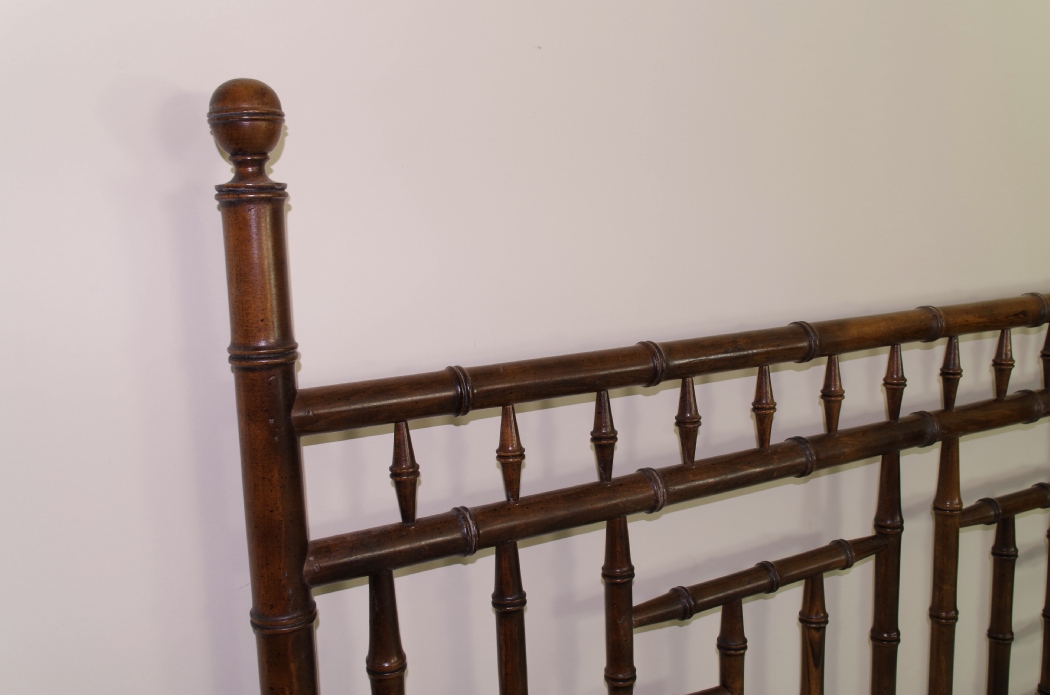 Queen Size Bed with Wonderful Faux Bamboo Headboard