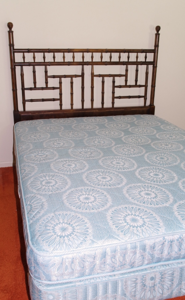 Queen Size Bed with Wonderful Faux Bamboo Headboard