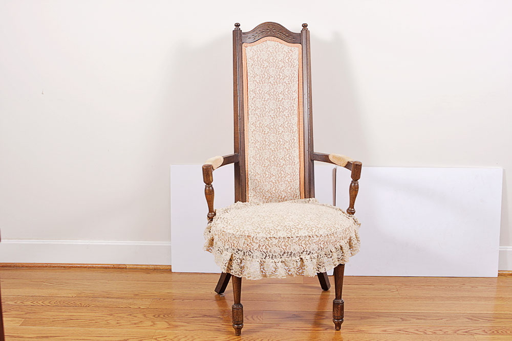 Victorian Style High Back Oak Chair