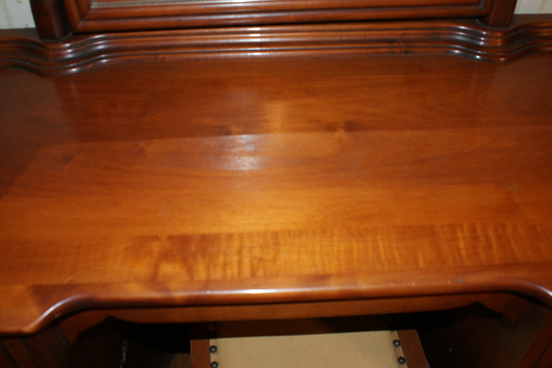 Vintage Solid Rock Maple Vanity with Mirror and Bench