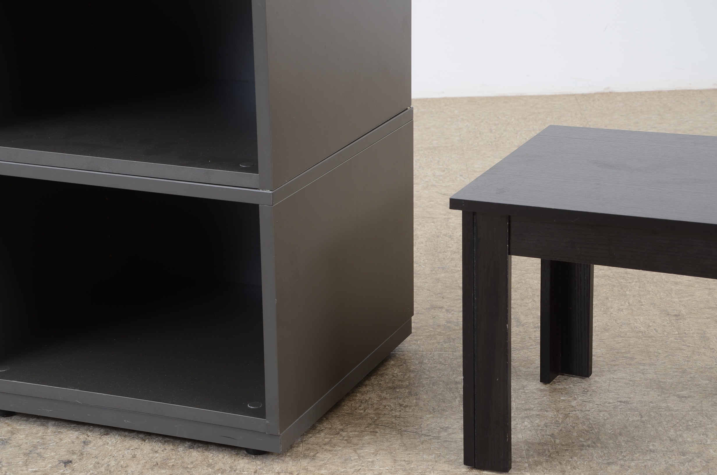 Black End Table and Stacking Storage Units