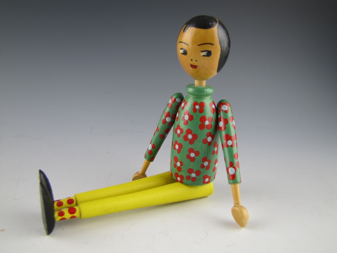 Vintage Collection of Twelve Wooden Pin Dolls Handmade in Poland