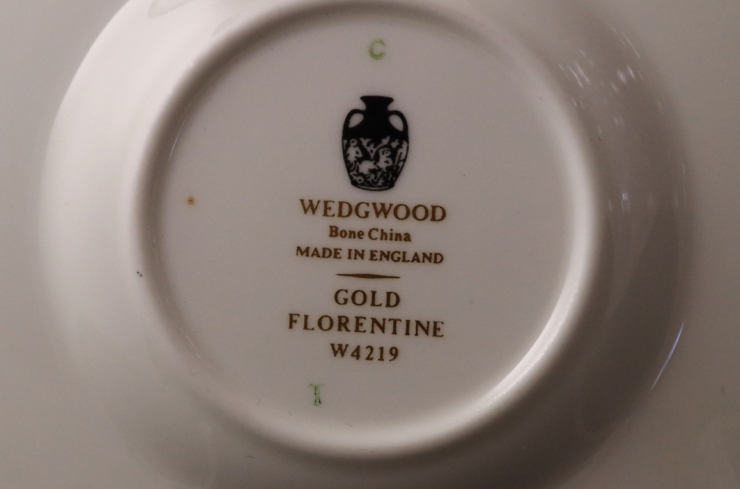 Wedgwood "Gold Florentine" Set of Eight Demitasse Cups, Saucers