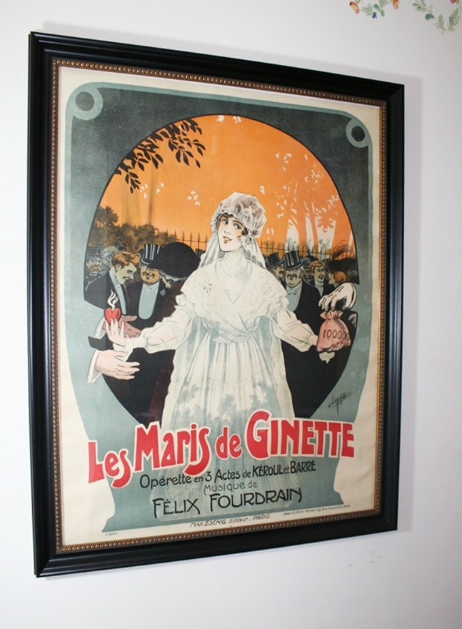 "Le Maris de Ginette" Art Nouveau Opera Poster Lithograph