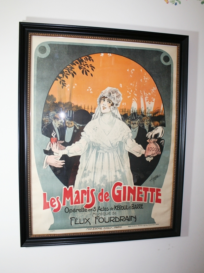 "Le Maris de Ginette" Art Nouveau Opera Poster Lithograph