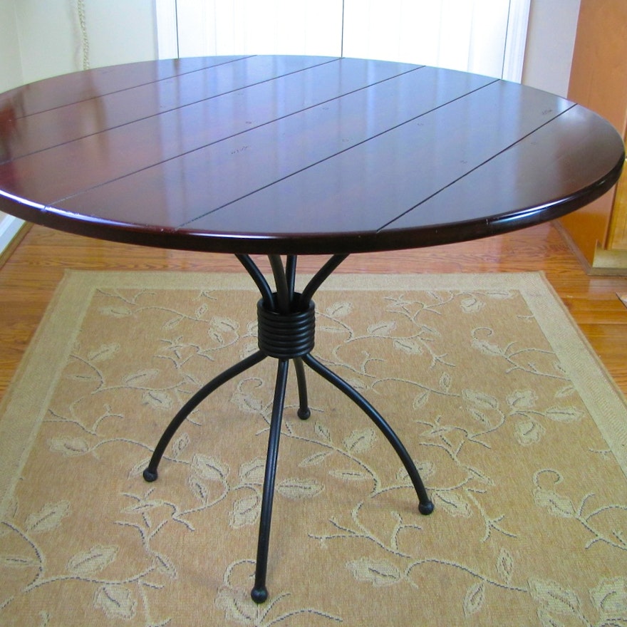 Charleston Forge Round Planked Wood Dining Table