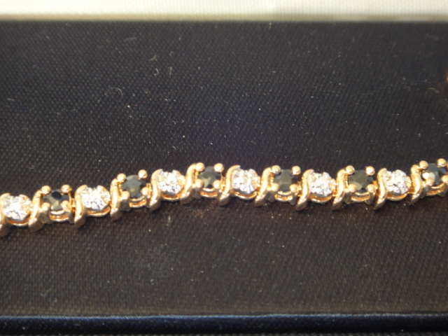 18K Gold Over Sterling Sapphire Bracelet and Matching Earrings