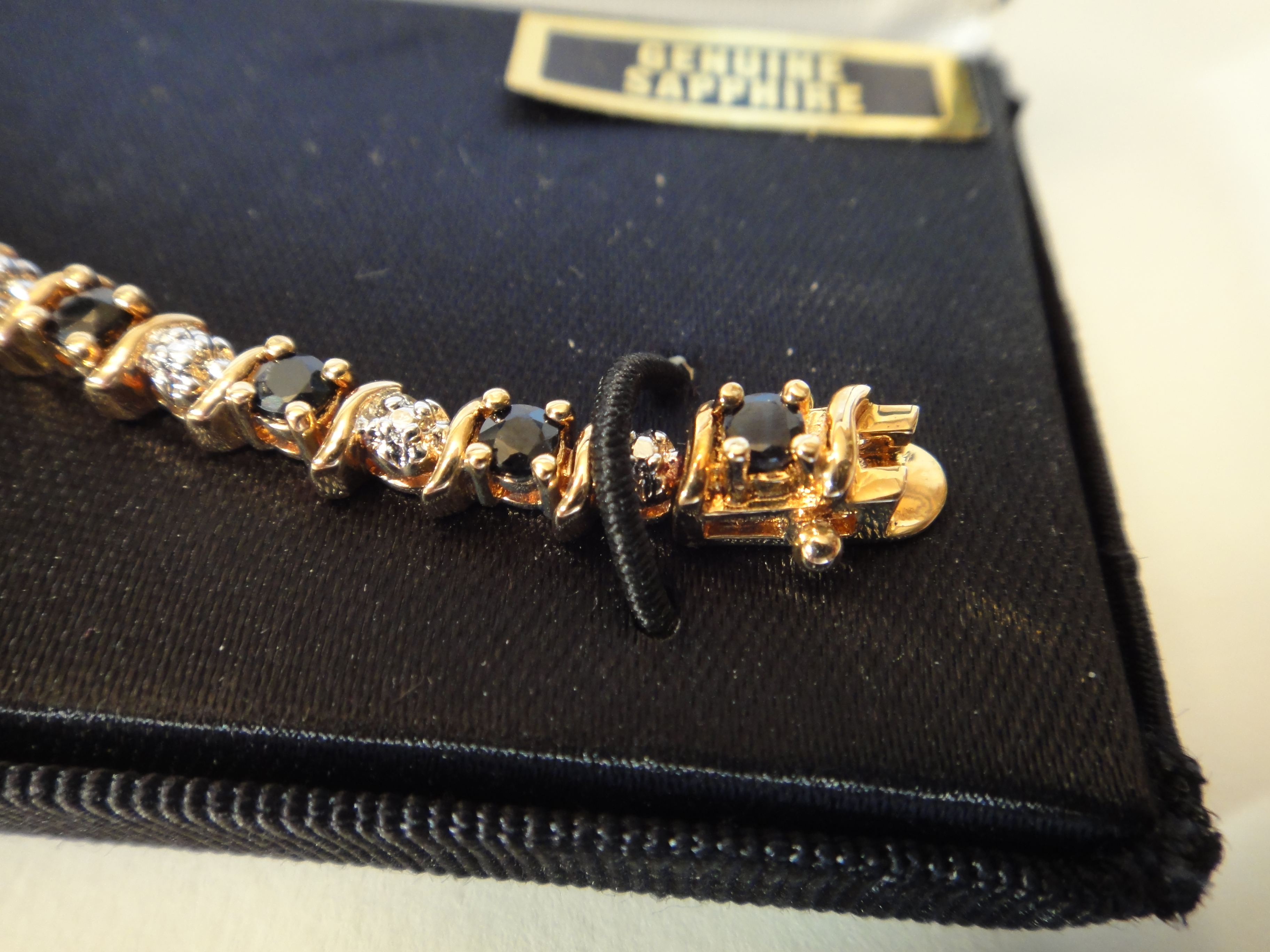 18K Gold Over Sterling Sapphire Bracelet and Matching Earrings