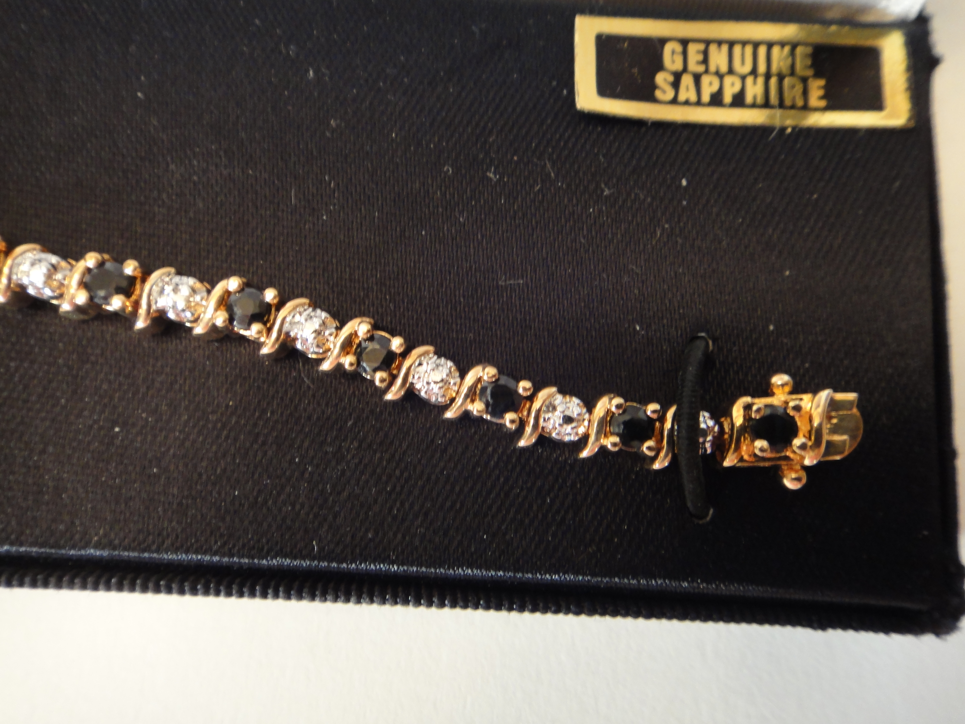 18K Gold Over Sterling Sapphire Bracelet and Matching Earrings