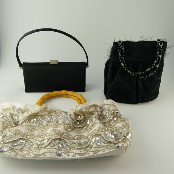 Three Black and Ivory Evening Bags