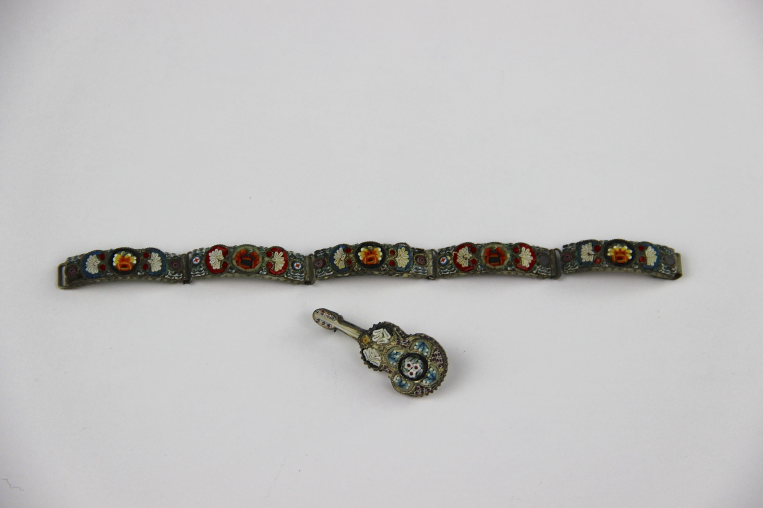Italian Micro Mosaic Bracelet and Pin