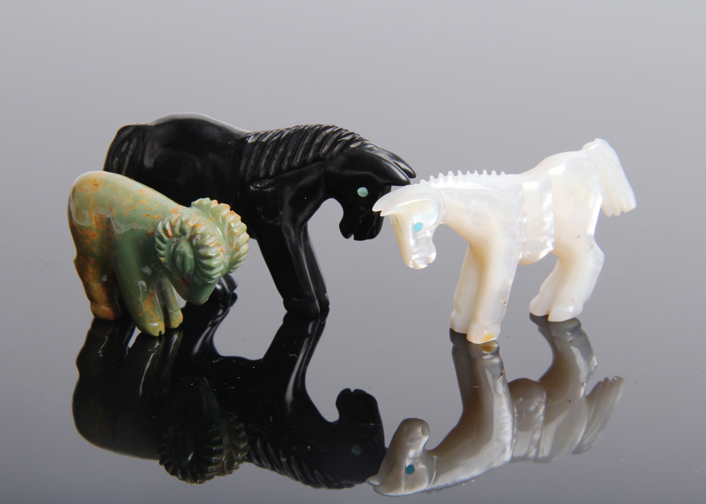 Zuni Pueblo Horse and Ram Fetishes by Andreas Quandelacy