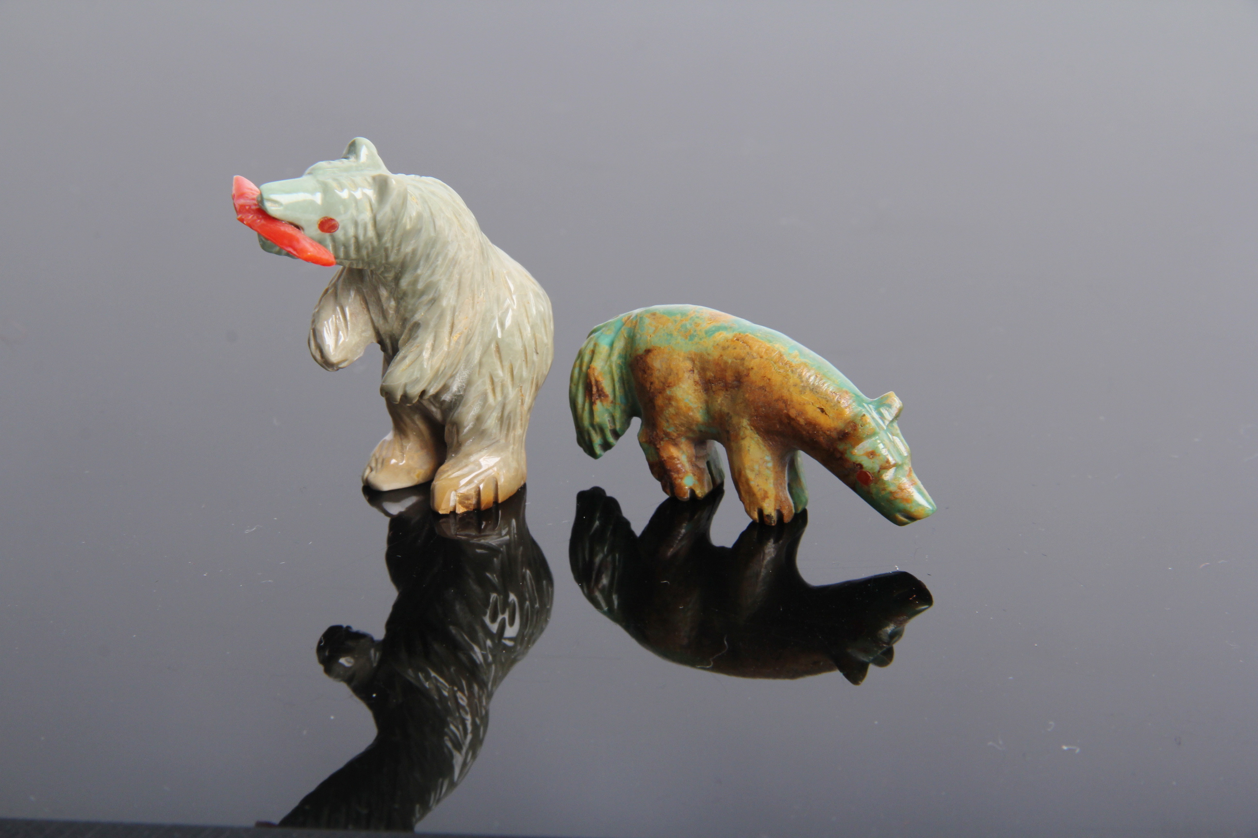 Zuni Pueblo Bear and Wolf Fetishes by Andreas Quandelacy