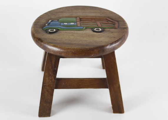 Handcrafted Wood Step Stool Old Truck