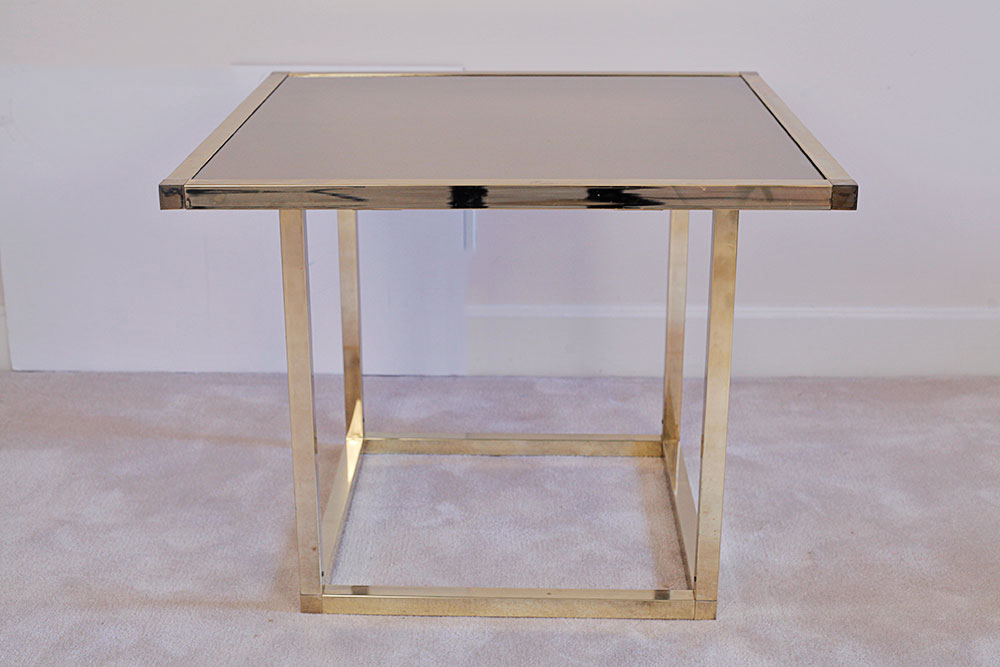 Gold Tone Framed Mirrored Side Table