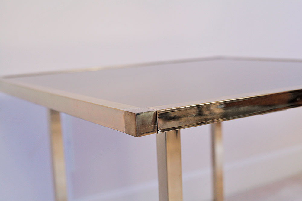 Gold Tone Framed Mirrored Side Table