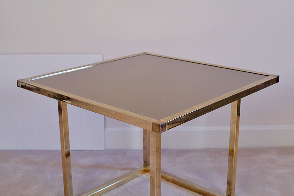 Gold Tone Framed Mirrored Side Table