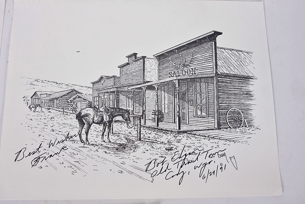 Set of Three Signed Prints of Bob Edgar Pen and Ink Drawings