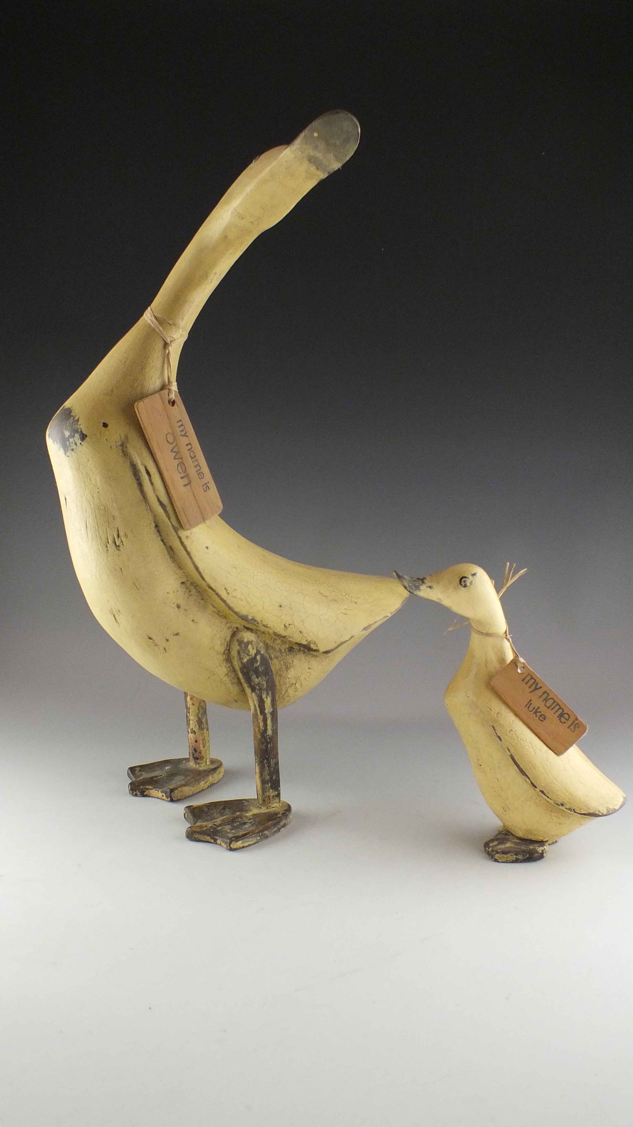A Pair of Smith and Hawken Carved Wood Ducks