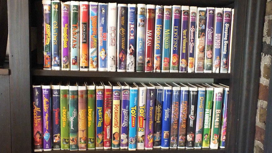 Disney VHS Tapes and VCR Player