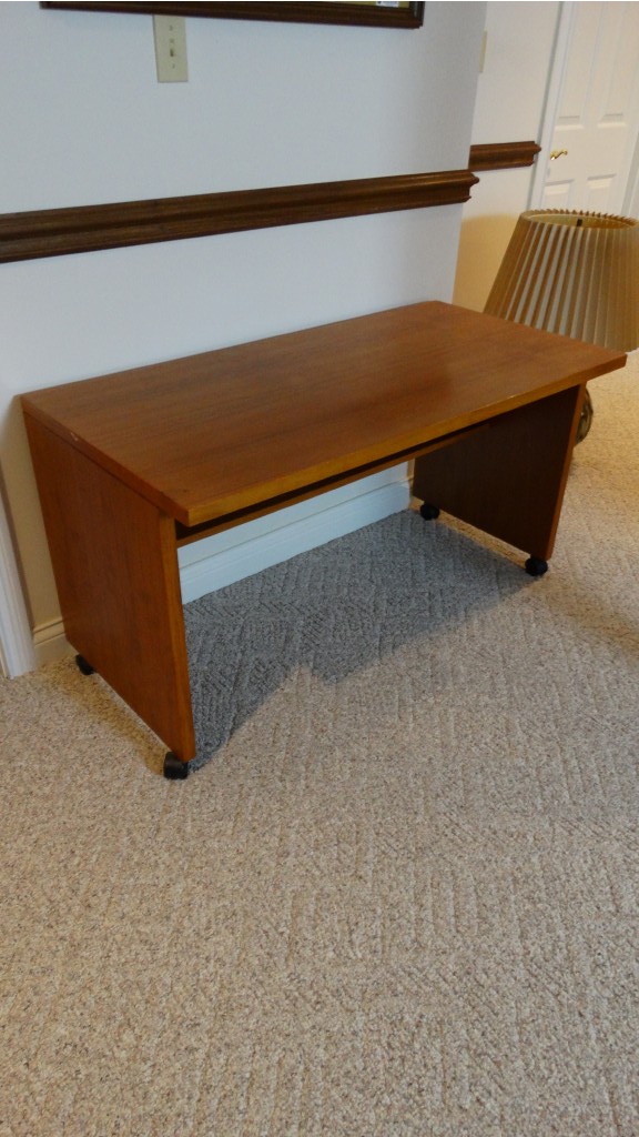 Contemporary Danish-Modern Style Computer Desk on Four Casters