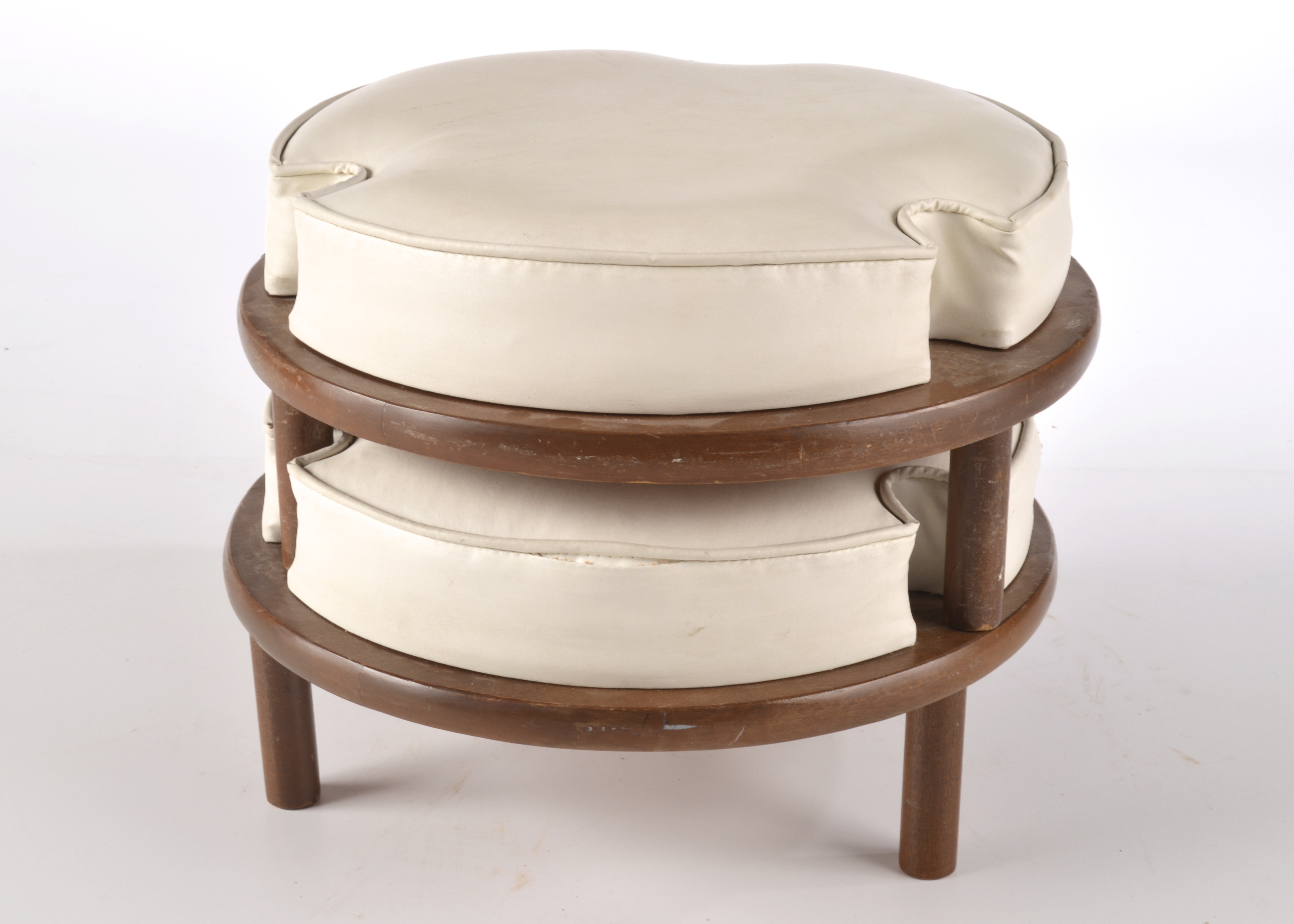 Mid-Century Danish White Stackable Ottomans